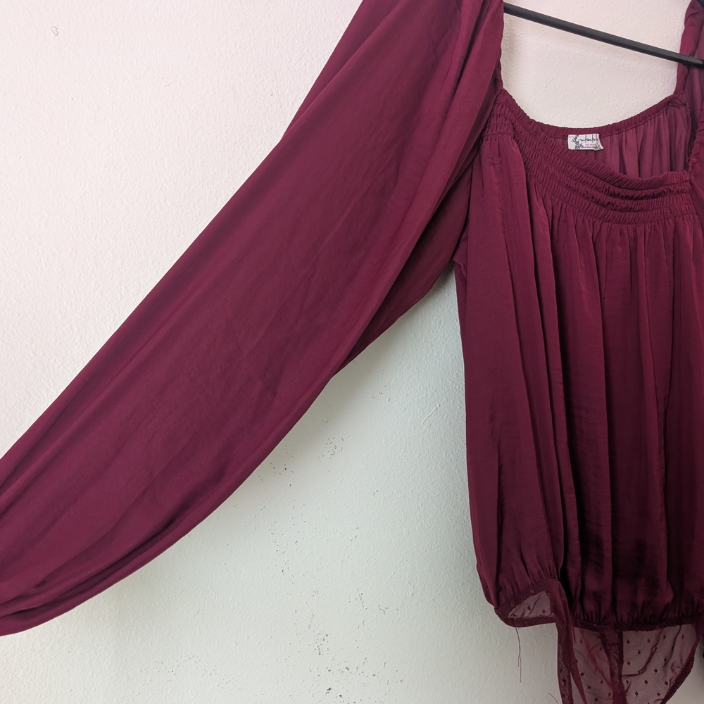 Intimately Free People Another Round Bodysuit, Burgundy, Size Med - Picture 5 of 13